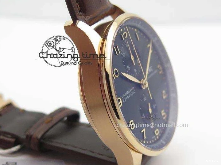 MIROTIME 0414 Portuguese IW371415 ZF 1:1 Best Edition RG Black dial On Brown Leather Strap A Modern 7286